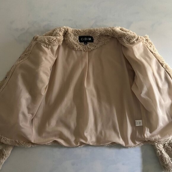 C+D+M Faux Fur Button Front Cream Sherpa Jacket - Picture 6 of 8